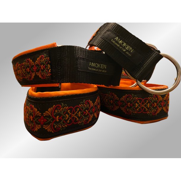 AMOKEN halsbnd med orange mnster