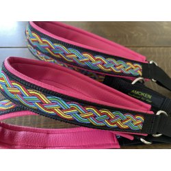 AMOKEN halsbnd - cherise flet - smalt