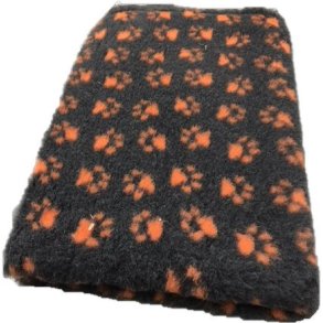 Vetbed antracite med orange poter - 150 x 100 cm